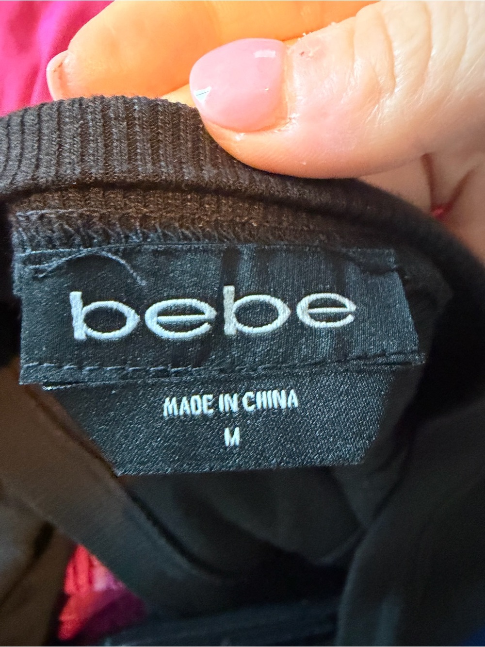 Bebe Black Rhinestone Ribbed Dress Medium - Picture 4 of 4